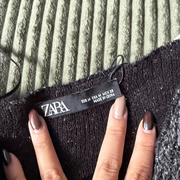 Zara Charcoal V-Neck Sweater for Women - Picture 2 of 4